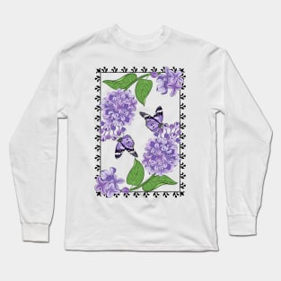 Lilacs Flowers And Butterflies Long Sleeve T-Shirt